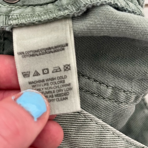 Free People Green Distressed Mid Rise Raw Hem Denim Shorts - Picture 6 of 7